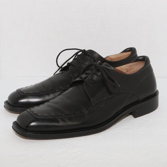 ANTONIO MAURIZI Shoes Mens 10 EU 43 Dress Black Leather Square Toe Formal Oxford main image 8